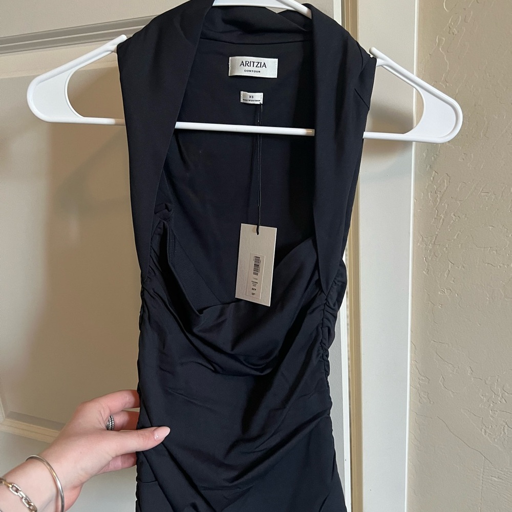 Aritzia Black Ruched Tank Top